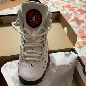 Kids White and Red Athletic Shoes